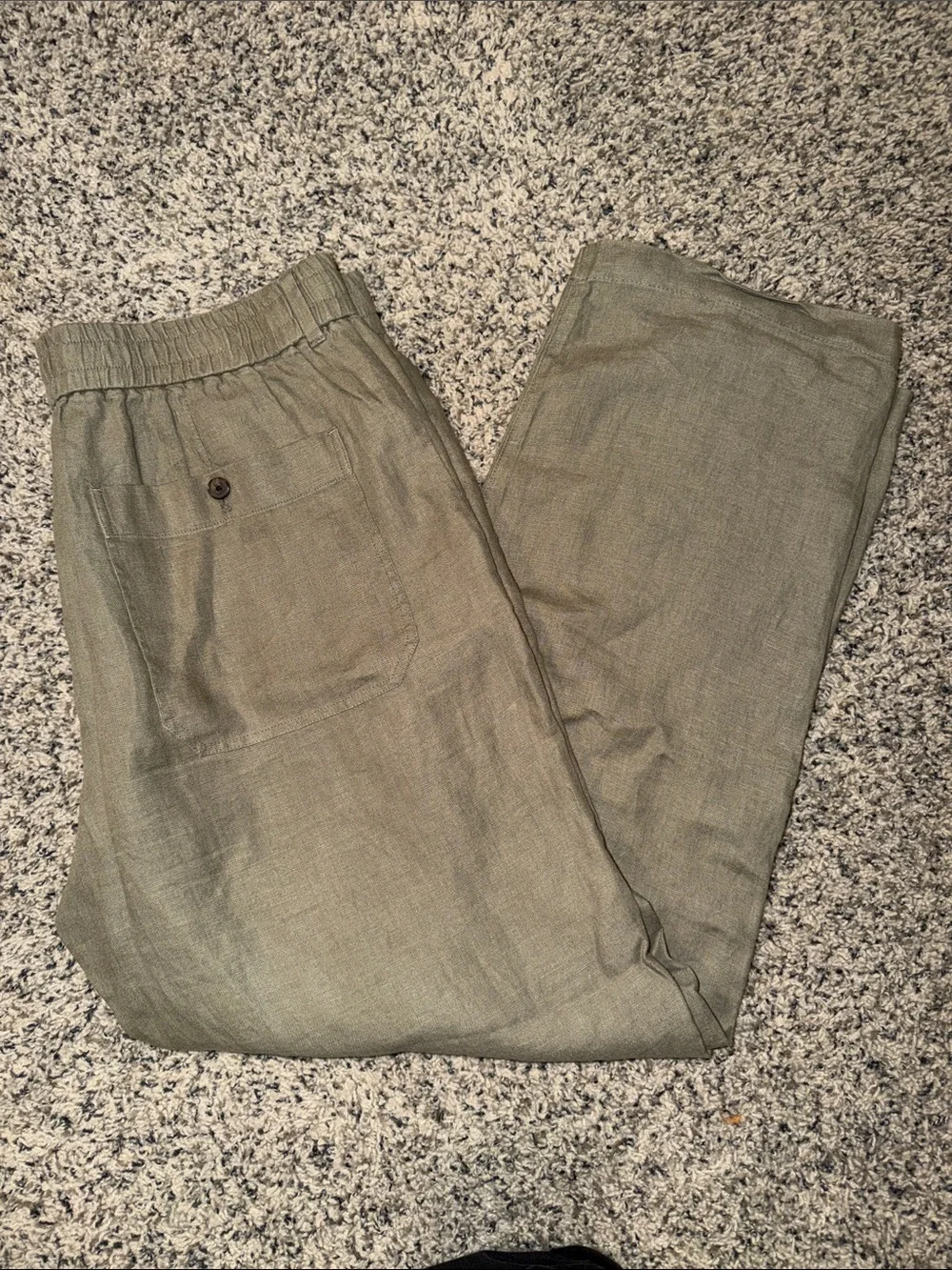 Madewell Olive Drawstring Linen-Blend Chinos